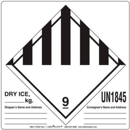 AMERICAN LABELMARK CO LabelMaster® Labels w/ "UN1845 Dry Ice" Print, 6"L x 6"W, White & Black, Roll of 500 HML11-DICE